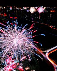 Fireworks display at night