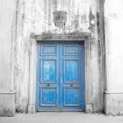 Close-up of closed blue door