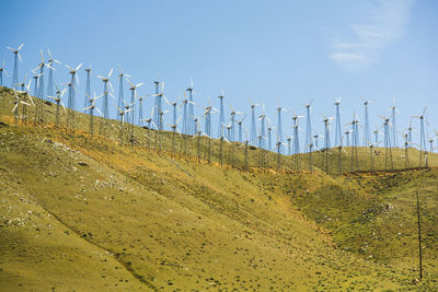 Usa, nevada, wind turbines on hill