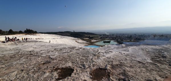 White lime cascades formed by hot mineral springs at turkey