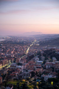 Panoramic view of the city of grottammare and san benedetto del tronto at sunset