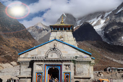 Kedarnath temple uttarakhand and cloudy sky