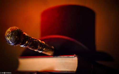 Close-up of wine bottles on table