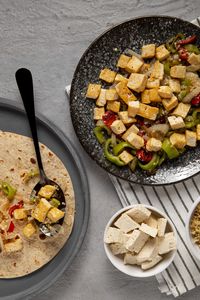 High angle view of food on table