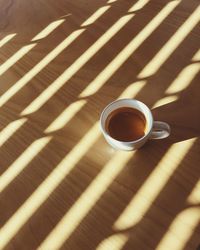 High angle view of coffee on table