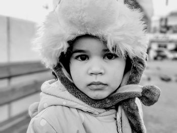 Portrait of cute girl in snow