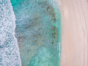 Scenic view of sea, drone view beach seychelles 