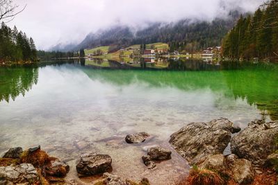 Scenic view of lake against sky