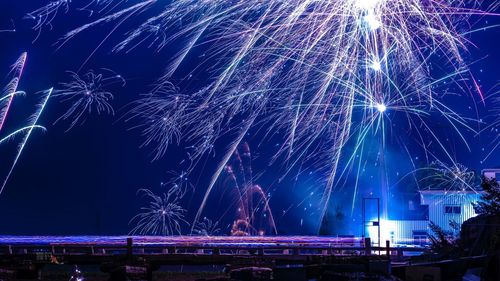 Firework display at night