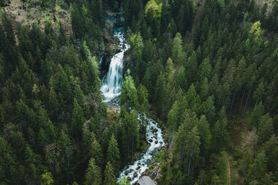 Aerial image of beautiful waterfalls in golling, salzburg, austria