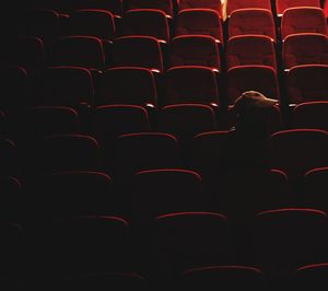 Full frame shot of seats in darkroom