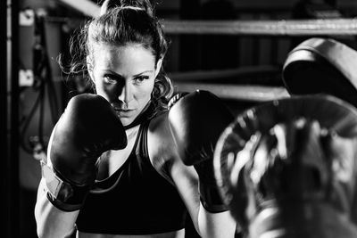 Women on boxing training