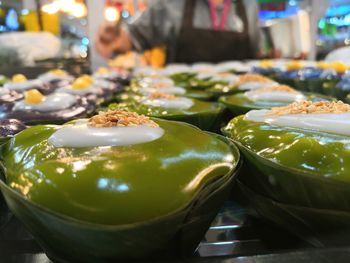 Close-up of pandan thai puddingfor sale