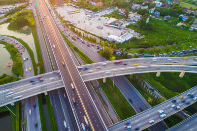 High angle view of elevated road in city