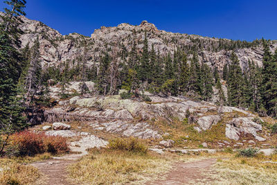 Scenic view of land against clear sky