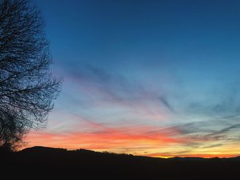 Silhouette trees against sky during sunset