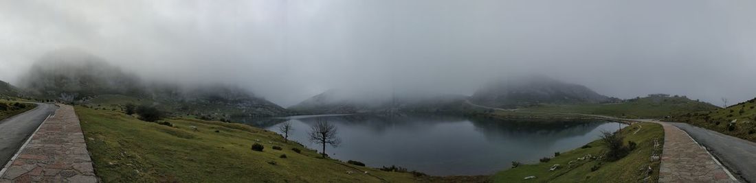 Panoramic view of mountains against sky