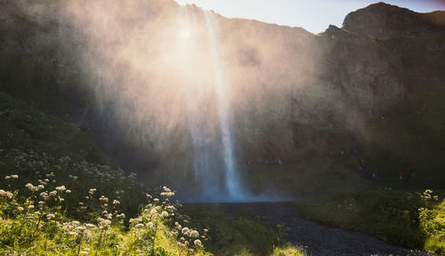 Famous seljalandsfoss waterfall landscape photo