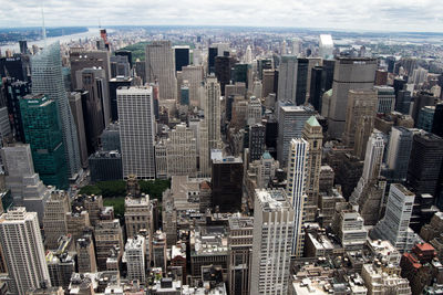 High angle view of buildings in city