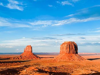 Rock formations on landscape against sky