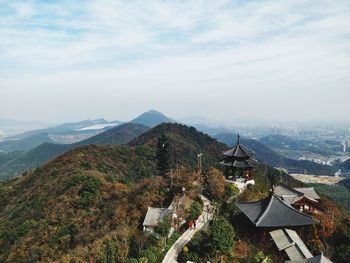 High angle view of a mountain range