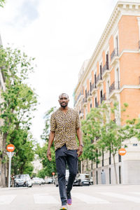 Afro american stylish man in european city