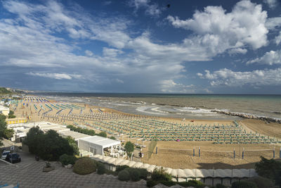 High angle view of beach against sky