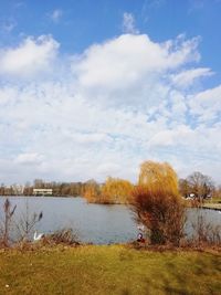 Scenic view of lake against sky