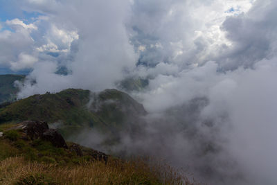 Scenic view of mountains against sky