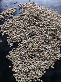 High angle view of coffee beans on table
