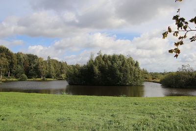 Scenic view of lake against sky