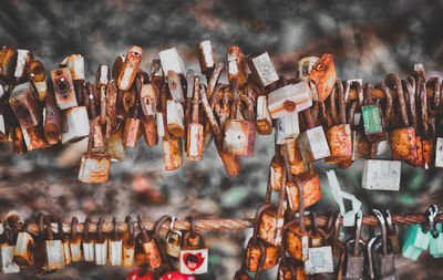 Panoramic view of various hanging at market stall