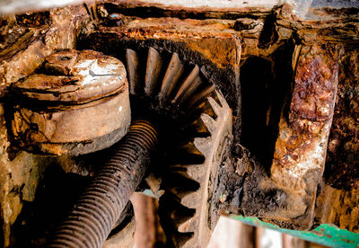 Close-up of rusty metal structure