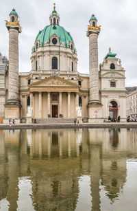 Reflection of building in water