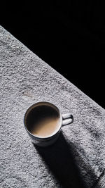 High angle view of coffee on table