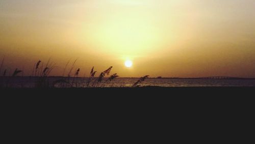 Scenic view of sea at sunset