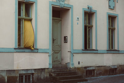 Yellow windows on building