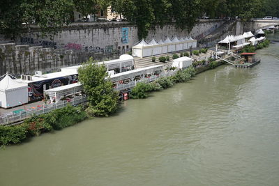 High angle view of bridge over river in city