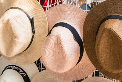 Close-up of hat for sale in market