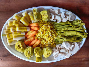 High angle view of meal served in plate