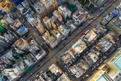 High angle view of buildings in city