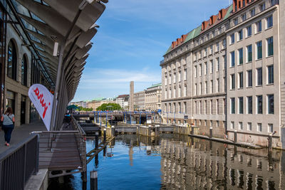 Bridge over canal amidst buildings in city