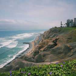 Scenic view of coastal road in miraflores against sky