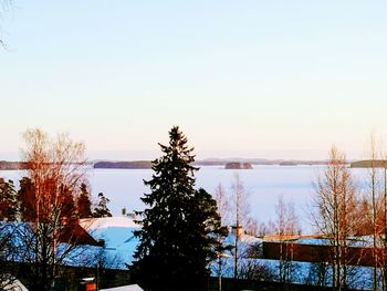 Scenic view of lake against clear sky