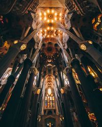 Low angle view of illuminated ceiling of building