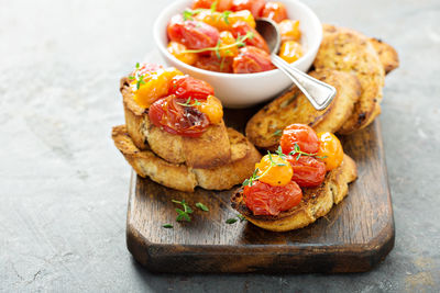 Close-up of food on cutting board