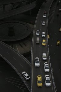 High angle view of cars on road in city