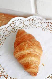 High angle view of croissant in plate