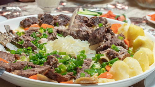 Close-up of food served in plate