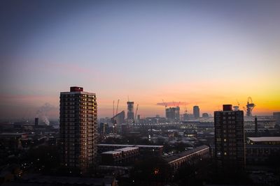 View of city at night